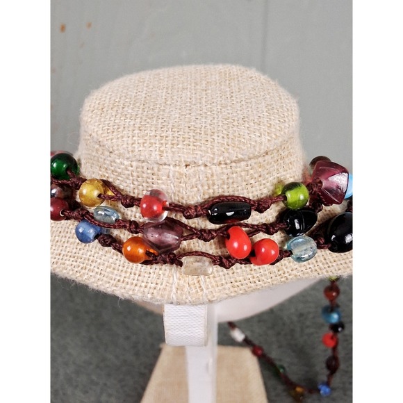 Handmade Womens Multi Strand Glass Beaded Necklace Multi Color Made India Boho - Picture 6 of 8